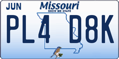 MO license plate PL4D8K