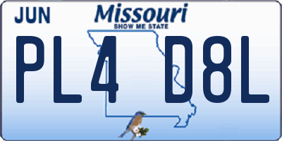 MO license plate PL4D8L