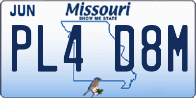 MO license plate PL4D8M