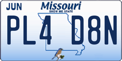 MO license plate PL4D8N