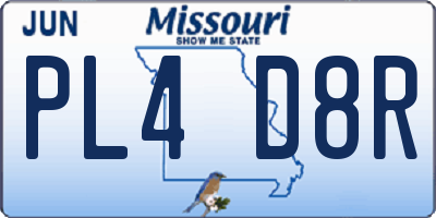 MO license plate PL4D8R