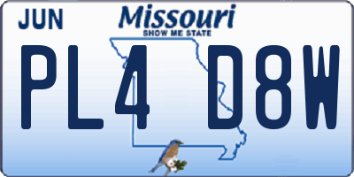 MO license plate PL4D8W