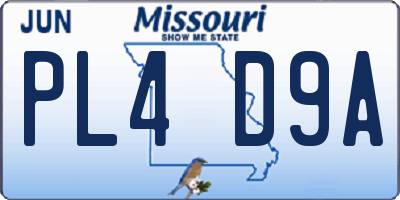 MO license plate PL4D9A