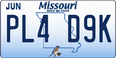 MO license plate PL4D9K