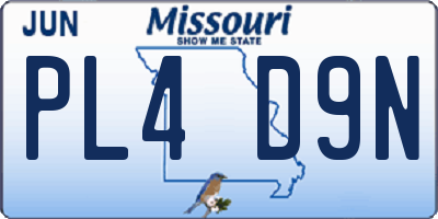 MO license plate PL4D9N
