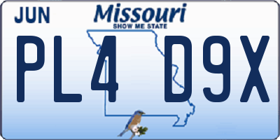 MO license plate PL4D9X