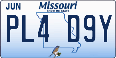 MO license plate PL4D9Y