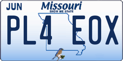 MO license plate PL4E0X
