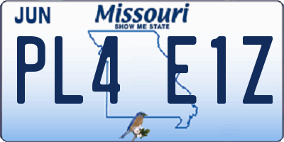 MO license plate PL4E1Z