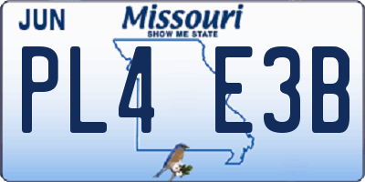 MO license plate PL4E3B