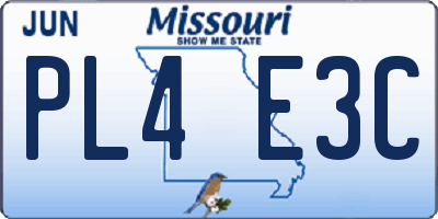 MO license plate PL4E3C