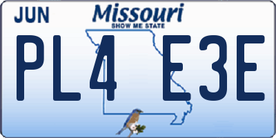 MO license plate PL4E3E