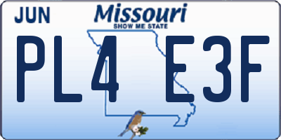 MO license plate PL4E3F