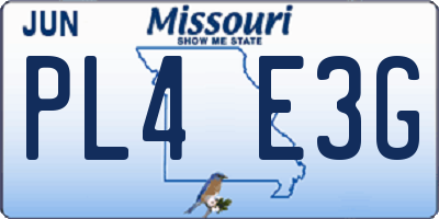 MO license plate PL4E3G