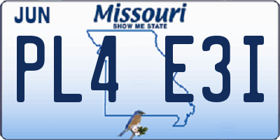 MO license plate PL4E3I