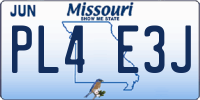MO license plate PL4E3J