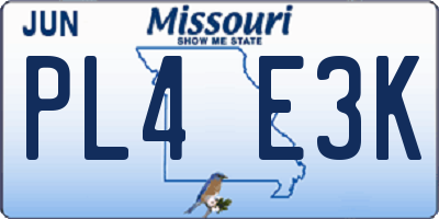 MO license plate PL4E3K