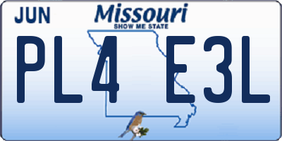 MO license plate PL4E3L