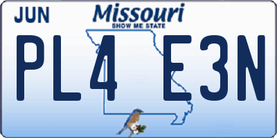 MO license plate PL4E3N