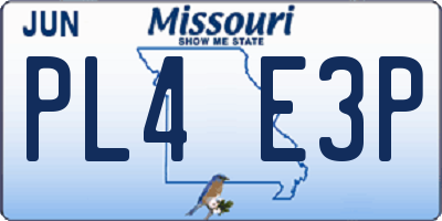 MO license plate PL4E3P