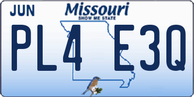 MO license plate PL4E3Q