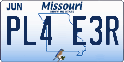 MO license plate PL4E3R