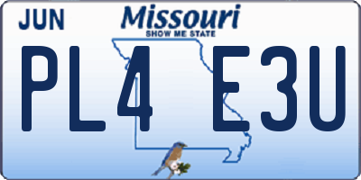 MO license plate PL4E3U