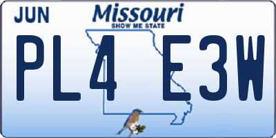 MO license plate PL4E3W