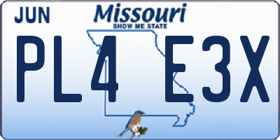 MO license plate PL4E3X