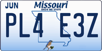 MO license plate PL4E3Z