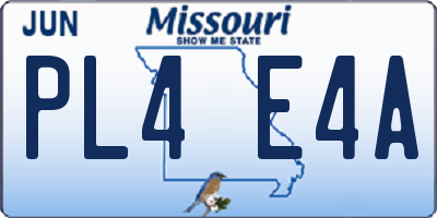 MO license plate PL4E4A
