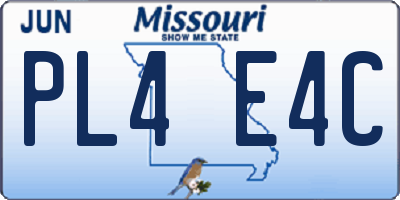 MO license plate PL4E4C