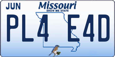 MO license plate PL4E4D