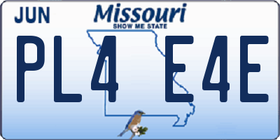 MO license plate PL4E4E