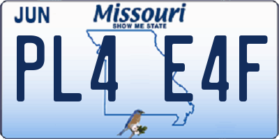 MO license plate PL4E4F