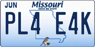 MO license plate PL4E4K