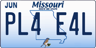 MO license plate PL4E4L