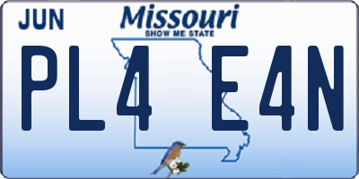 MO license plate PL4E4N