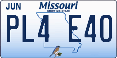 MO license plate PL4E4O