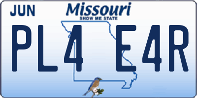 MO license plate PL4E4R