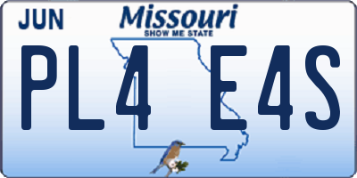 MO license plate PL4E4S