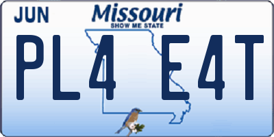 MO license plate PL4E4T