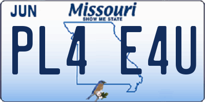 MO license plate PL4E4U