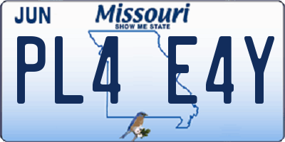 MO license plate PL4E4Y