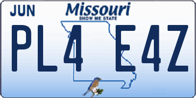 MO license plate PL4E4Z