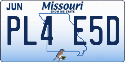 MO license plate PL4E5D