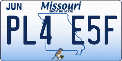 MO license plate PL4E5F