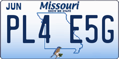 MO license plate PL4E5G