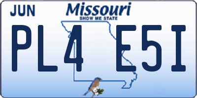MO license plate PL4E5I