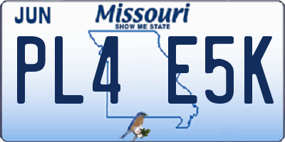 MO license plate PL4E5K